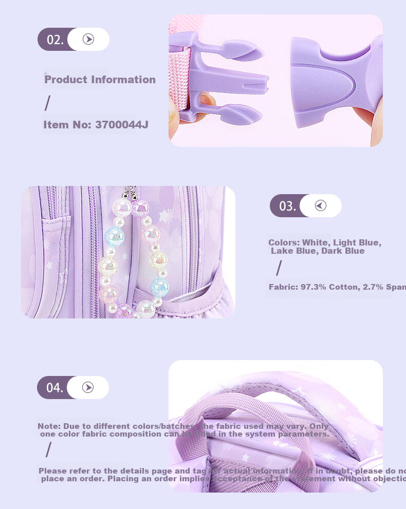 Школьный рюкзак Hello Kitty 96652C Kuromi Purple для девочек 3-6 классов, защита позвоночника, снижение нагрузки, полиэстер