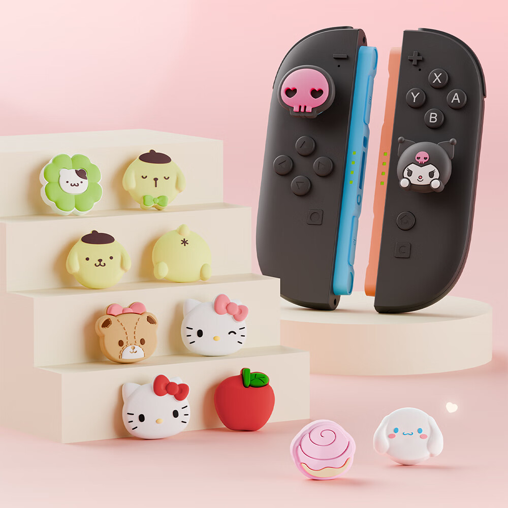 Колпачки для джойстиков Jixiang Switch 2, силиконовые, с защитой от скольжения, износостойкие, антипот, совместимы с NS2 Generation, дизайн HelloKitty "Счастливый компаньон"