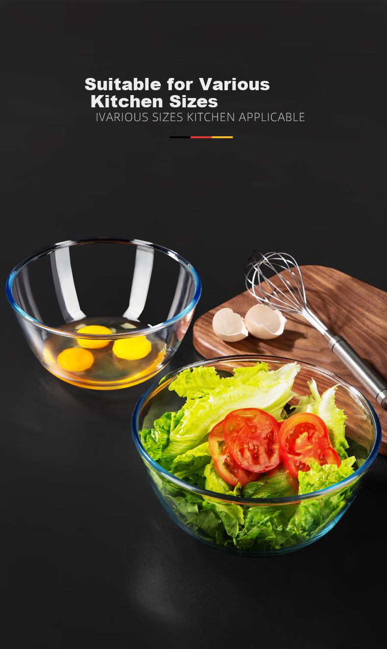 Большая стеклянная миска Newair для кухни, утолщенная, для замешивания теста, термостойкая, прозрачная, для домашнего использования и приготовления пищи, 6.2л