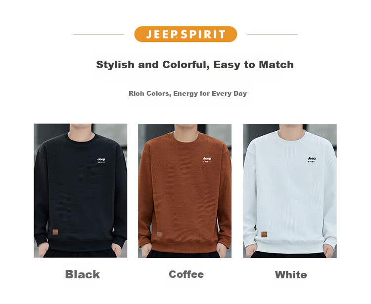Толстовка JEEP SPIRIT мужская, с вафельной текстурой, длинный рукав, повседневная, трендовая