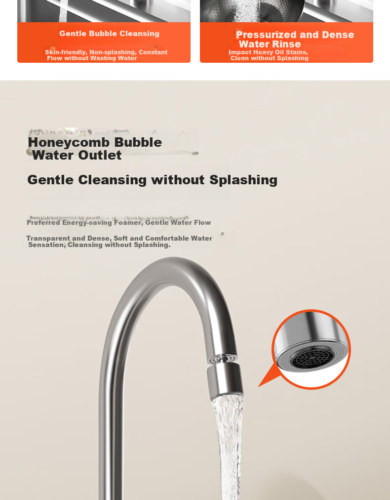Смеситель для кухни ARROW Hot And Cold Kitchen Faucet с двойным распылением воды, двойным управлением горячей и холодной водой, вращением на 360°, кран для раковины, модель AE45402CP, цвет хром
