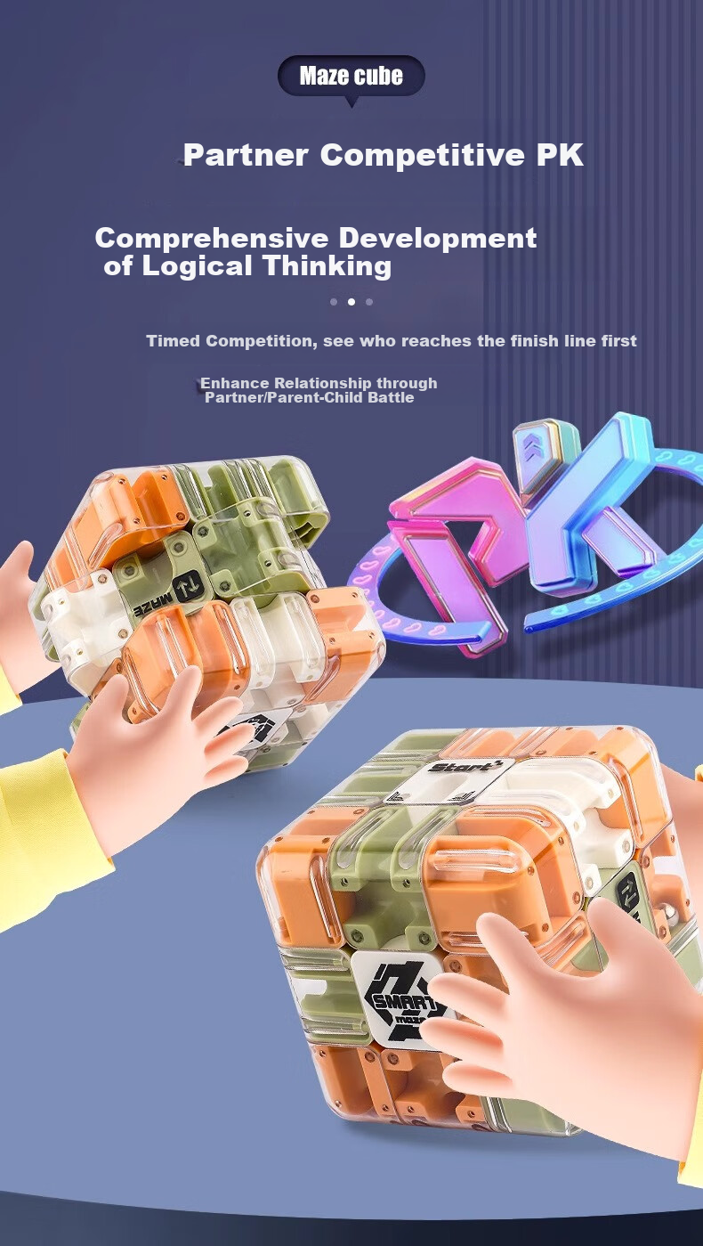 Магический куб Ланкупы "Шариковая головоломка" 3x3, развивающая игрушка-лабиринт для детей от 3 лет, развивает логику и координацию