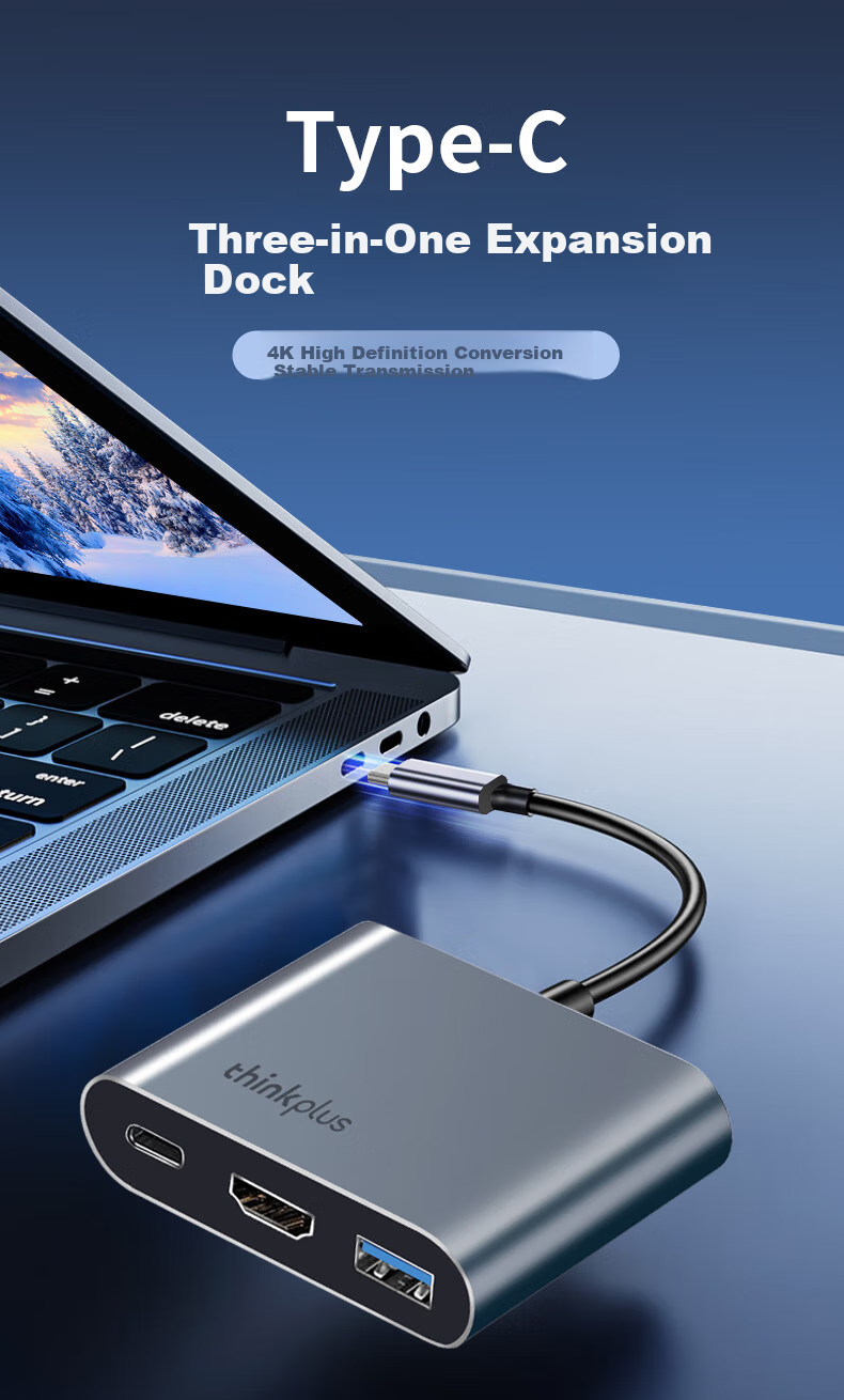 Док-станция Lenovo ThinkPad Type-C, конвертер HDMI, USB хаб, адаптер расширения для ноутбука, поддержка PD 100W, LC02