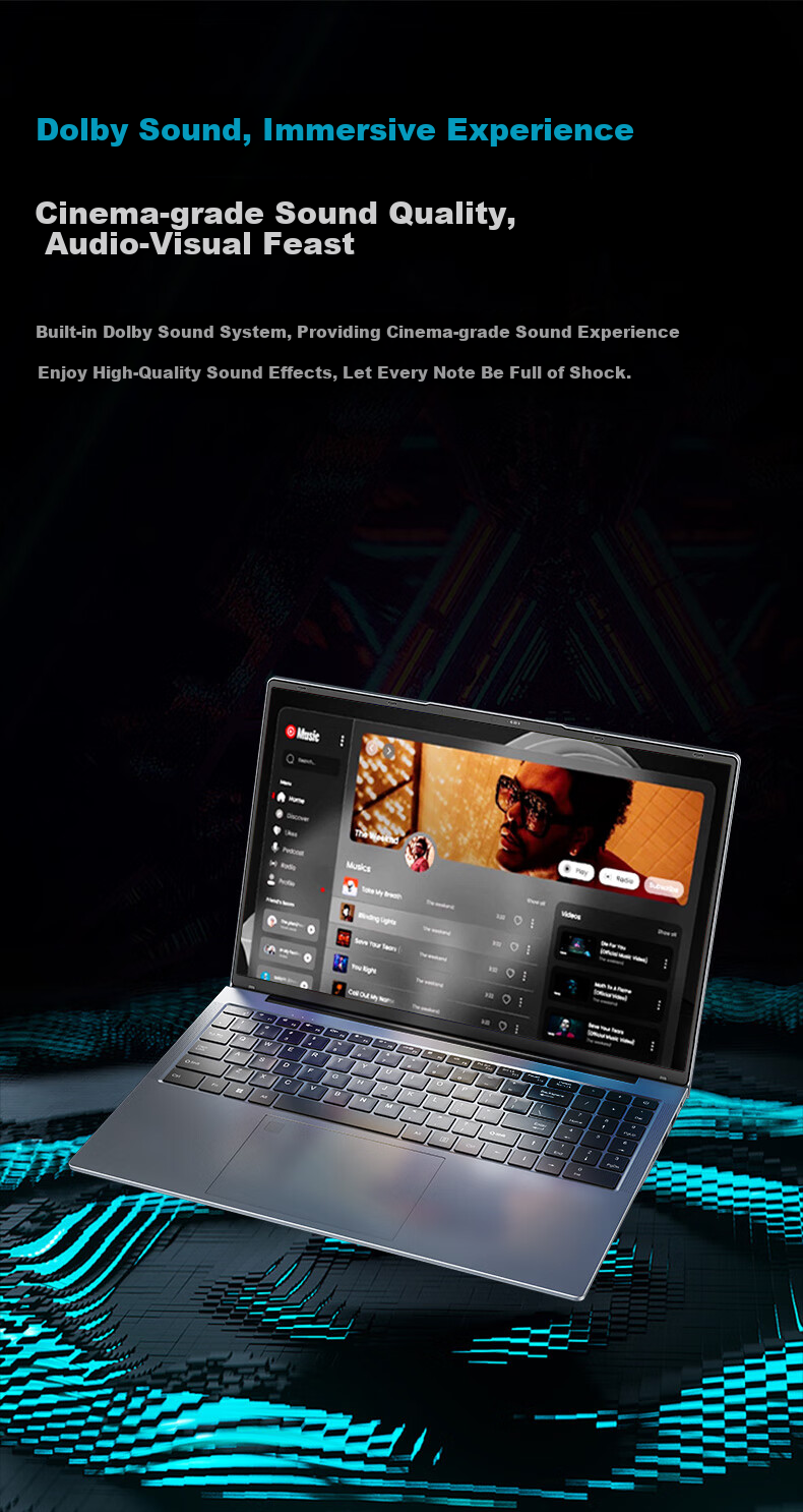 Ноутбук Dere Zhiqing Series Core Ultra7 155H, 16-дюймовый, 16 ГБ ОЗУ, 512 ГБ SSD, тонкий и легкий, для бизнеса и игр, Space Gray