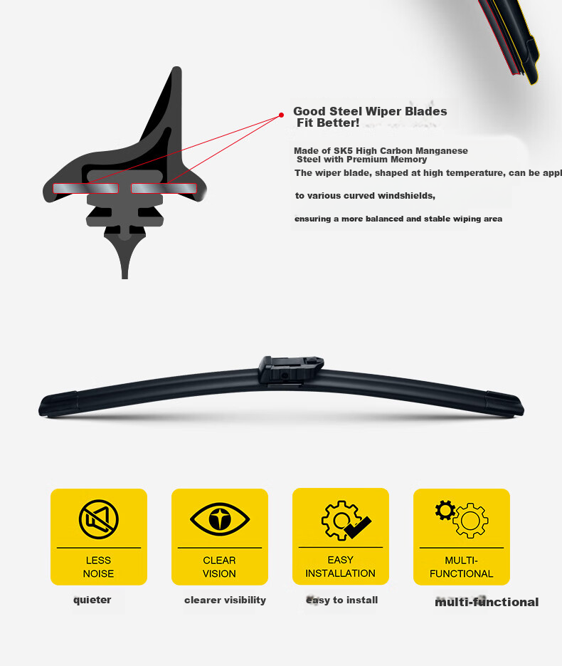 Комплект каркасных щеток стеклоочистителя Goodyear для Xiaopeng G3 / G3i (2019-2024), 550/475 мм, бесшумные, резиновая полоса, автомобильные аксессуары