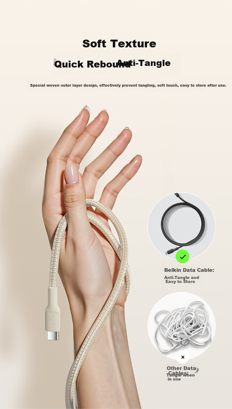Кабель Belkin Dual Type-C, 60W, 1м, белый