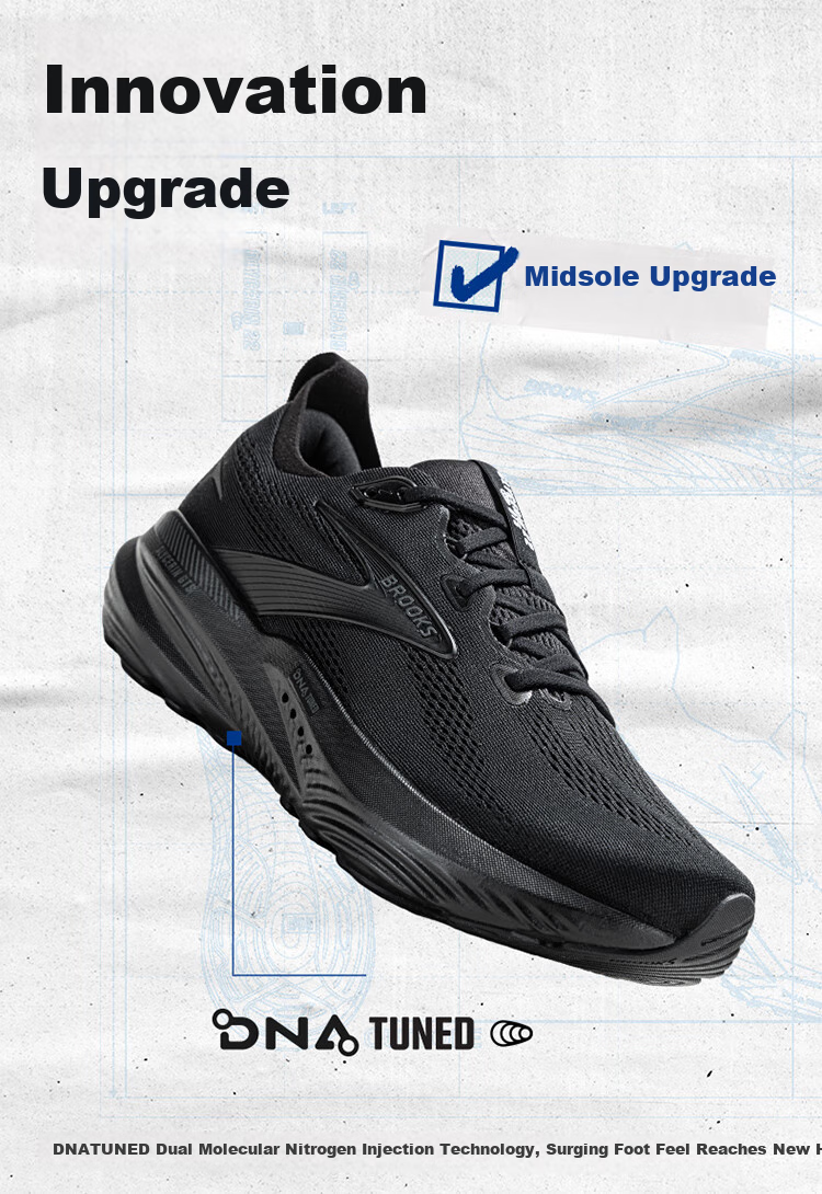 Мужские кроссовки Brooks Glycerin GTS 22 для бега, черные, размер 44.5