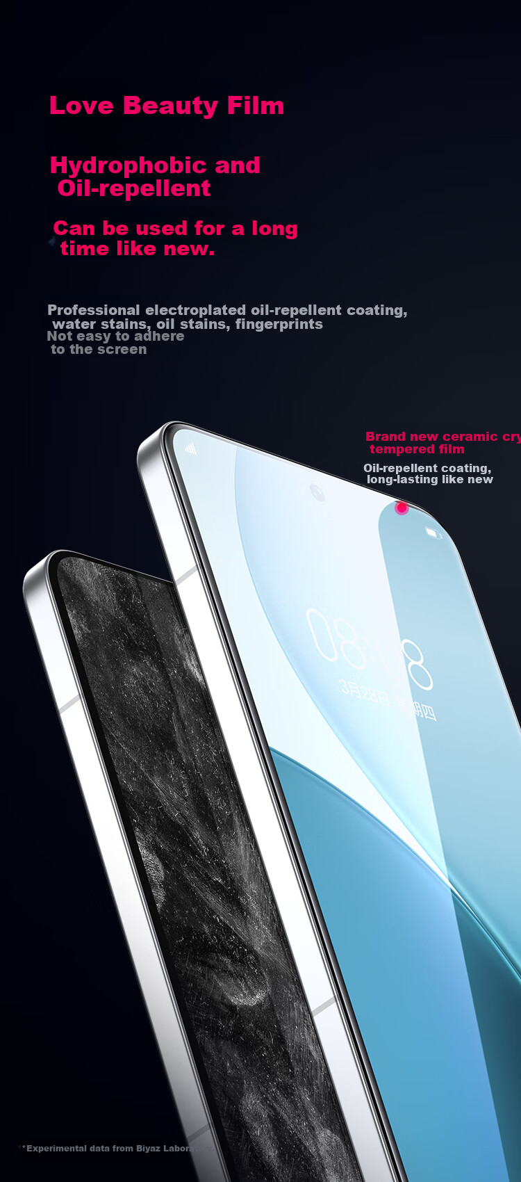 Защитное стекло BIAZE для OPPO A6 Pro и Reno14, набор из 2 штук, полное покрытие, защита от царапин и отпечатков пальцев