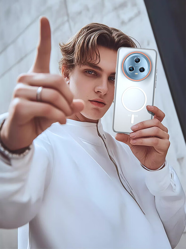 Чехол для Honor Magic5 Baozou Magnetic Soft Sand Skin-Feel Translucent Light-Thin Simple Contrasting Color Hard Shell Case