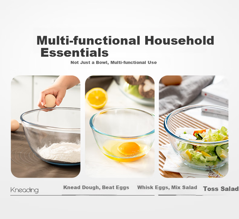 Набор стеклянных мисок Onlycook, 2 шт., 400 мл каждая. Высококачественное боросиликатное стекло, подходит для микроволновой печи, салатница, суповая миска.