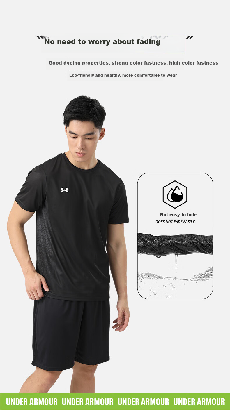 Мужская футболка Under Armour с коротким рукавом, быстросохнущая, дышащая, для фитнеса и бега, летняя