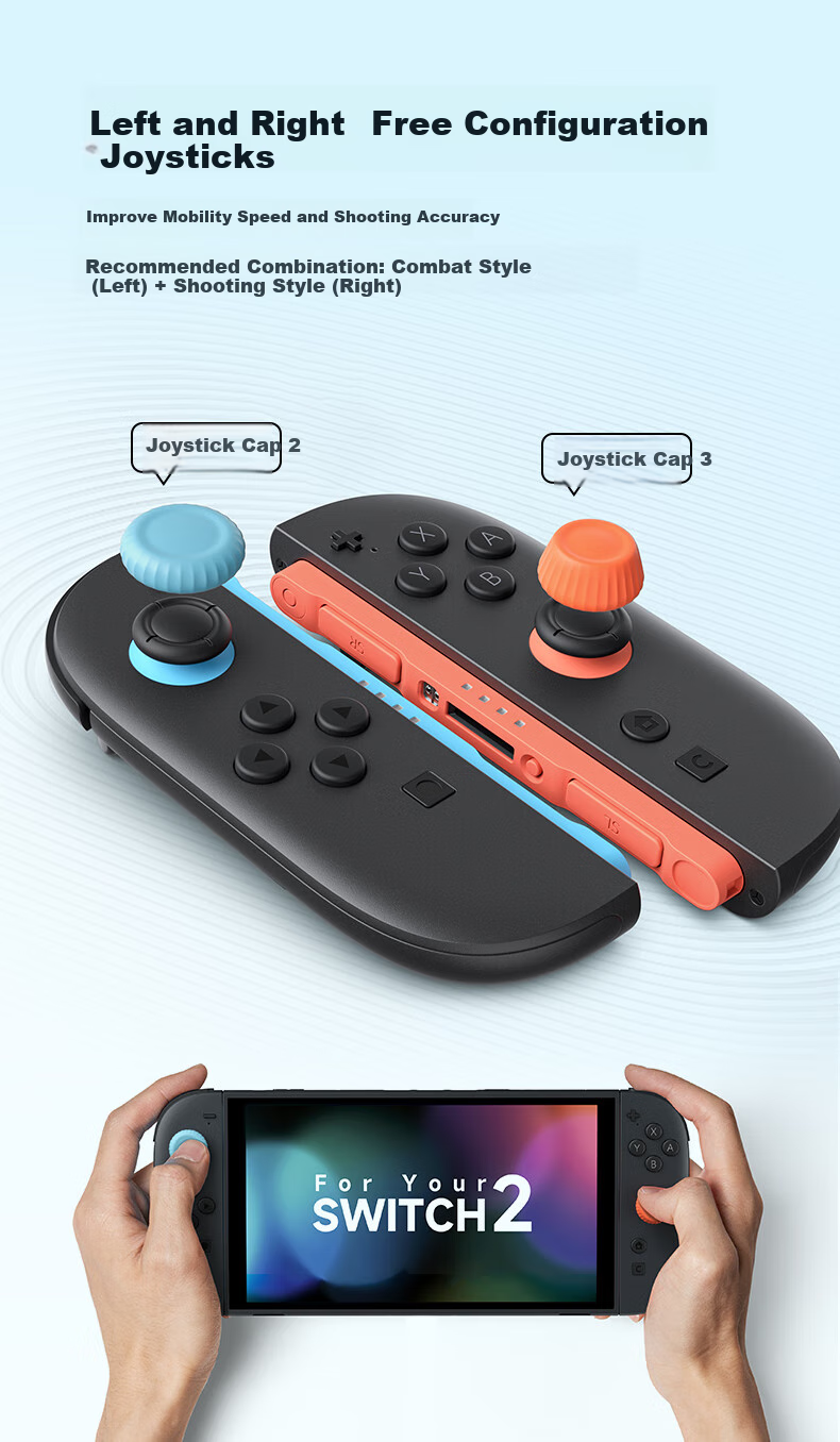 Колпачки для джойстика JSAUX для Nintendo Switch Joy-Con, совместимы с Switch 2, оранжевый + синий