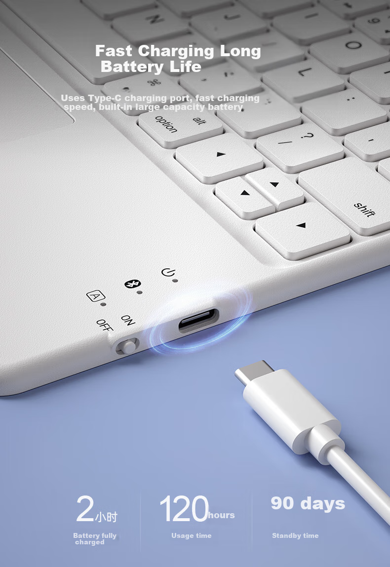 B.O.W Hangshi HB321 Ультратонкая Bluetooth беспроводная сенсорная клавиатура, белая
