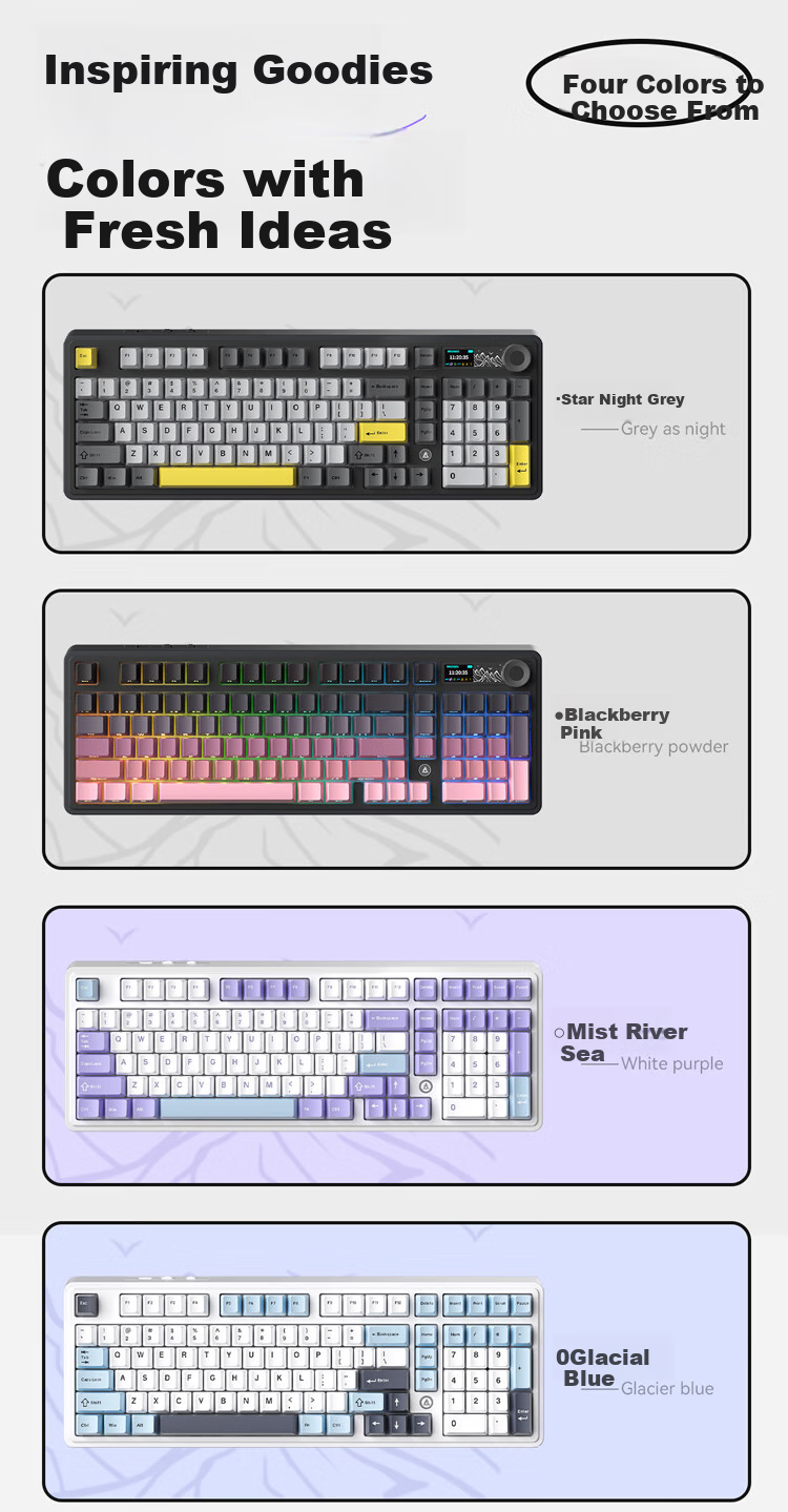 Механическая клавиатура AJAZZ AK980, 98 клавиш, Gasket Mount, RGB подсветка, горячая замена, 2U высота, ручка громкости, боковая гравировка, градиентный розовый, TTC Flame Red V2