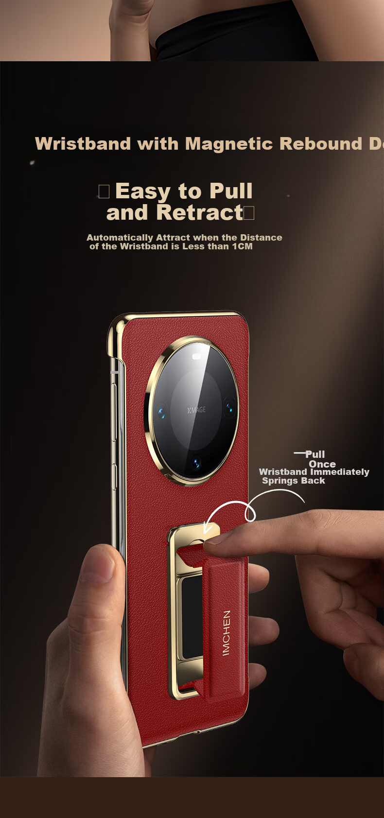 Чехол для телефона IM-CHEN с подставкой и ремешком для Huawei Mate 60, ультратонкий, противоударный, роскошный, модный, красный