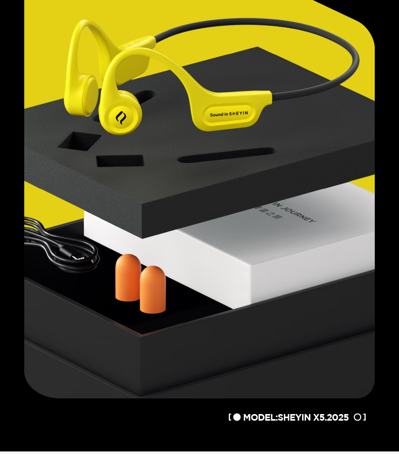 Наушники SHEYIN X5 True Bone Conduction Bluetooth, спортивные, водонепроницаемые IPX8, с микрофоном, 32 ГБ, белый и оранжевый