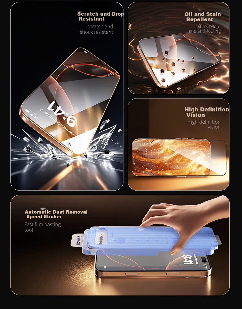 Защитное стекло MOCOLL для Apple iPhone 16 Pro Max, антибликовое, антиотражающее, противоударное, антистатическое, с полной защитой экрана, 28°