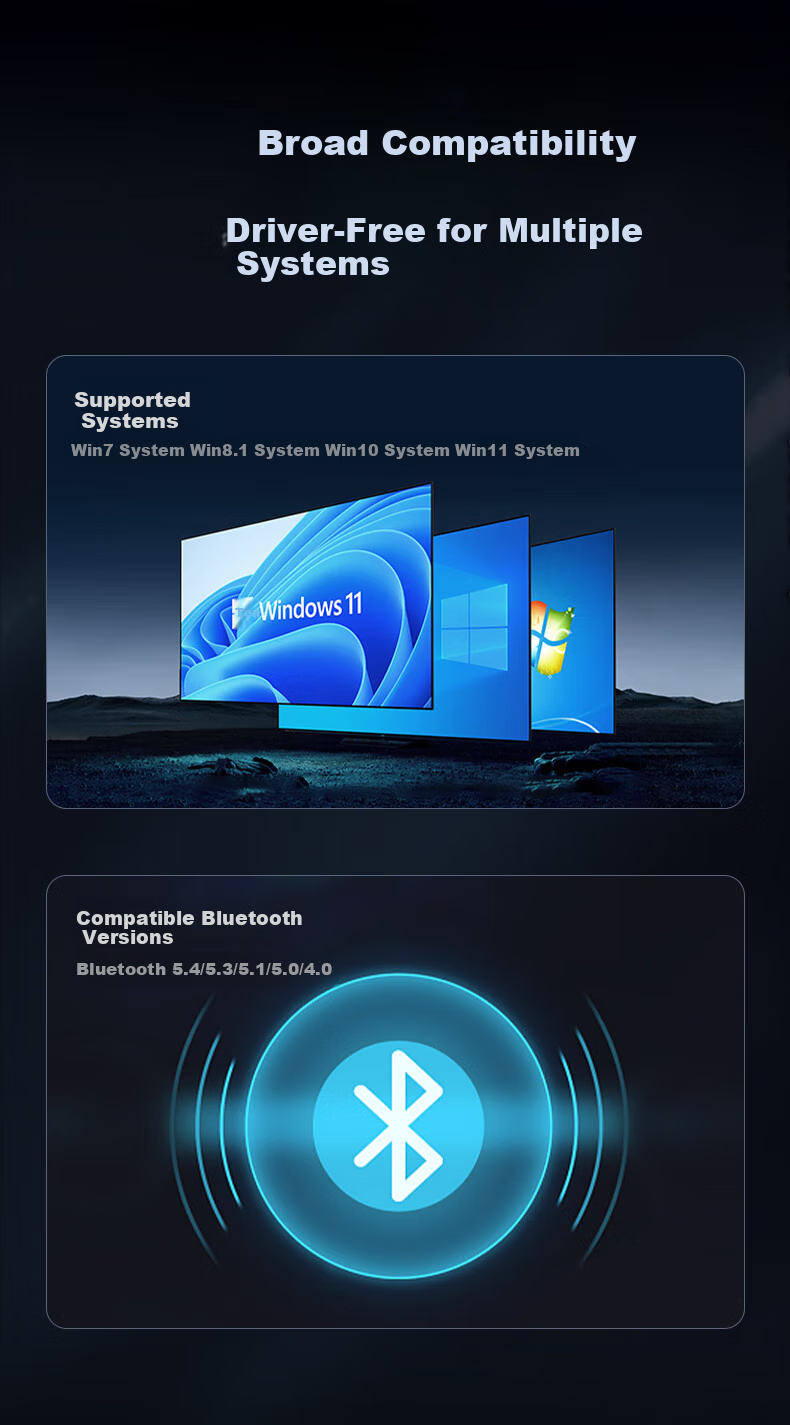 USB Bluetooth адаптер Pisen 5.4 с антенной, аудиоприемник для ПК, модуль для клавиатуры, мыши, наушников, колонок, 120м