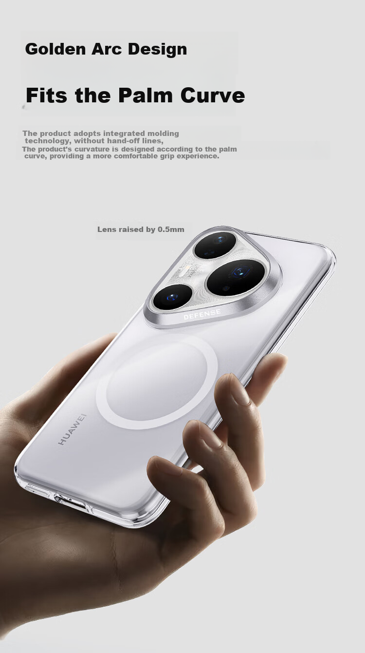 Защитный чехол DEFENSE для Huawei Pura 80 Pro/Pro+, прозрачный, магнитный, противоударный, с высокой четкостью, золотой
