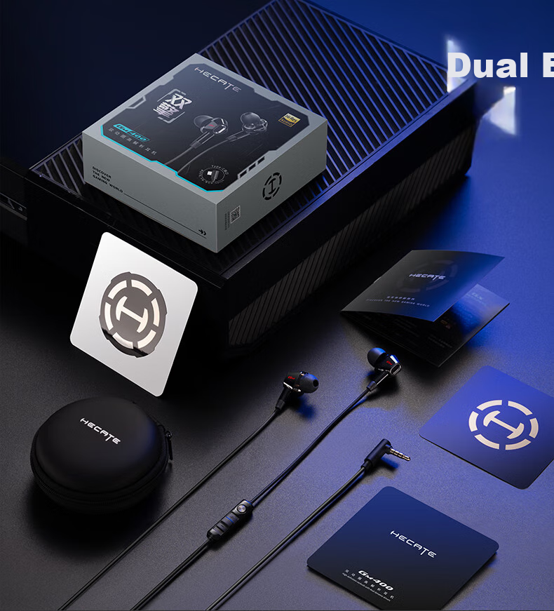 Проводные наушники EDIFIER HECATE Dual-Engine HiFi-Grade Dual-Coil Quad-Core с микрофоном для музыки, фильмов, ПК-игр, киберспорта, черные и красные