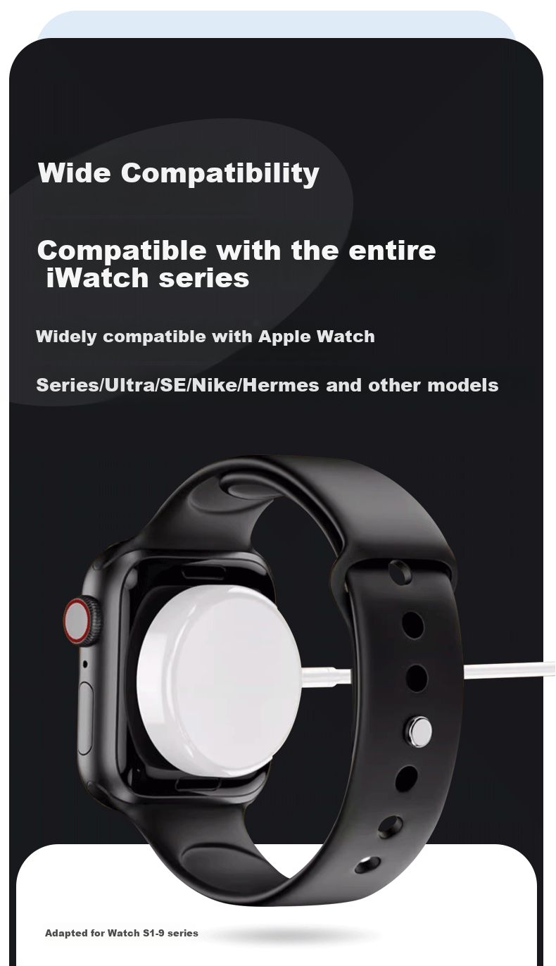 Беспроводная док-станция Masentek для Apple Watch, совместимая с кабелями Type-C/USB, магнитная подставка для зарядки Apple Watch Series 1-9, SE, Ultra