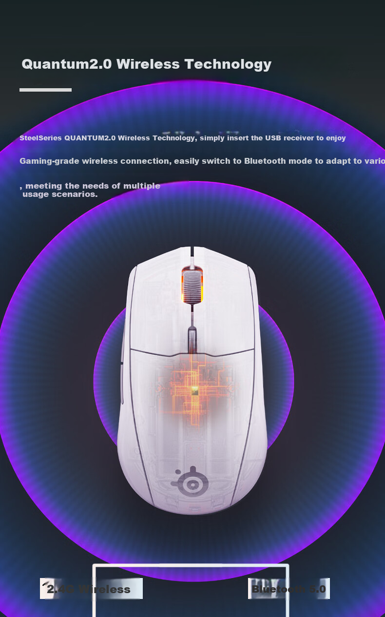 Беспроводная игровая мышь SteelSeries Rival 3 WL Gen 2 Ice White, двойной режим Bluetooth 2.4G, для FPS/Valorant/Battlefield