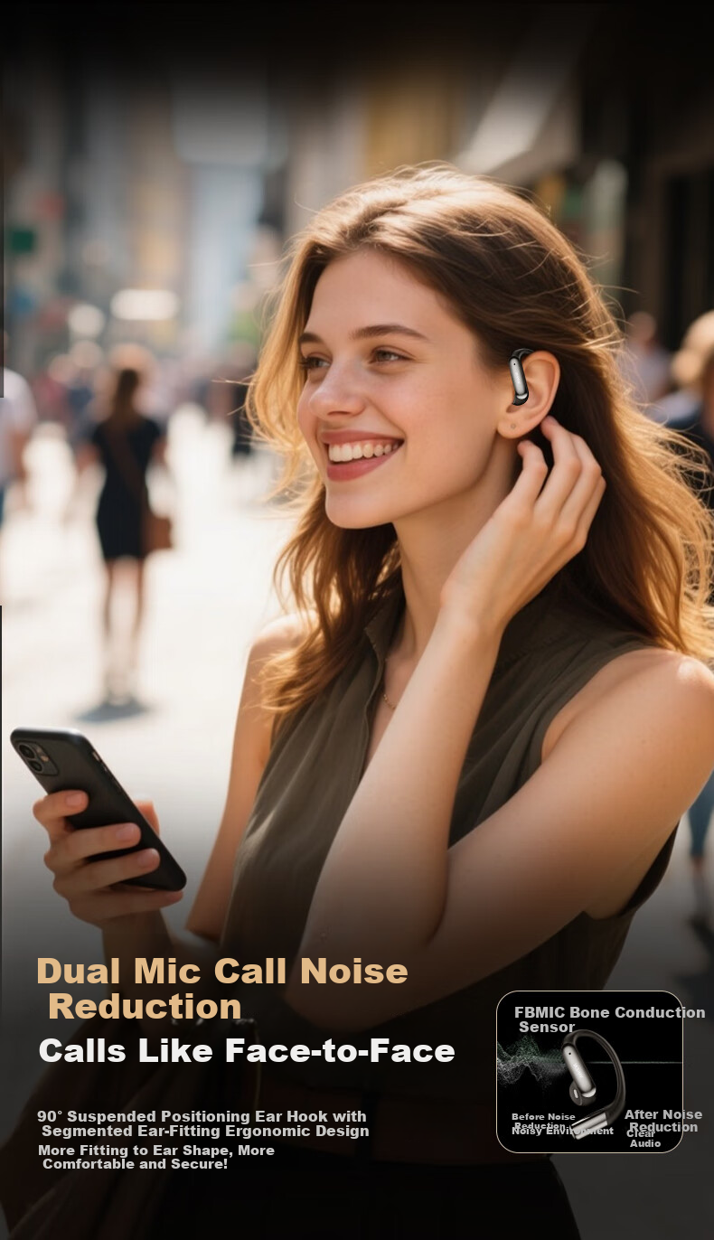 Беспроводные наушники Viken OWS 890 с костной проводимостью, Bluetooth 6.0, спортивные, с шумоподавлением, до 120 часов работы