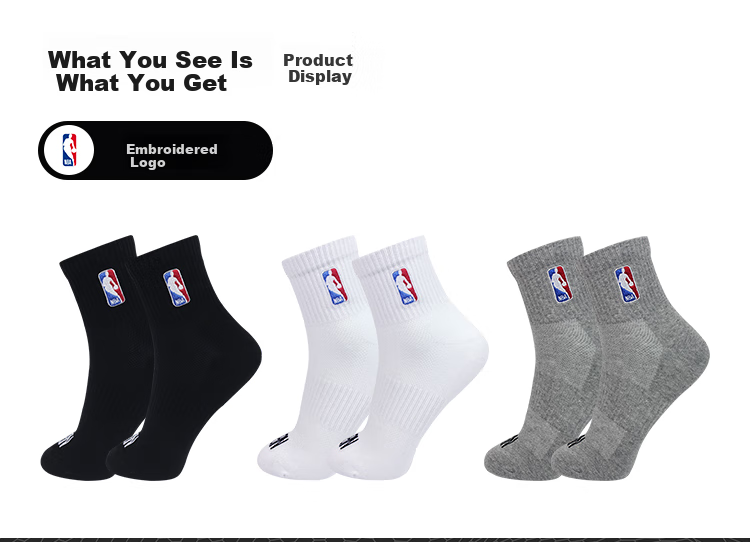Мужские носки NBA, антибактериальные, всесезонные, повседневные, баскетбольные, сетчатые, дышащие, впитывающие пот, хлопковые, 3 пары