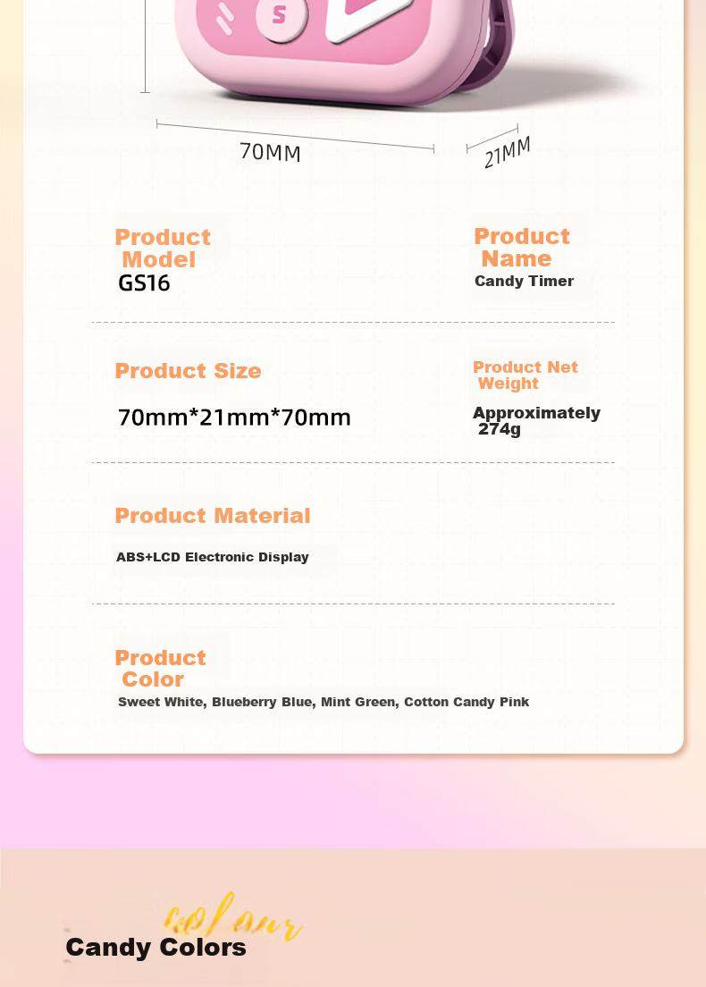 Таймер Timess Визуальный Candy Timer, инструмент для управления временем обучения студентов, магнитный кухонный таймер для выпечки