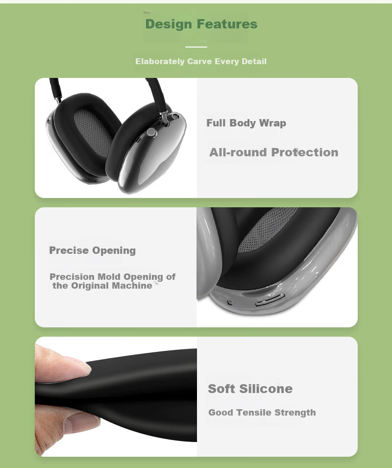Защитный чехол Qiyè для Apple AirPods Max, комплект из 4 предметов, цвет "Звездный свет"
