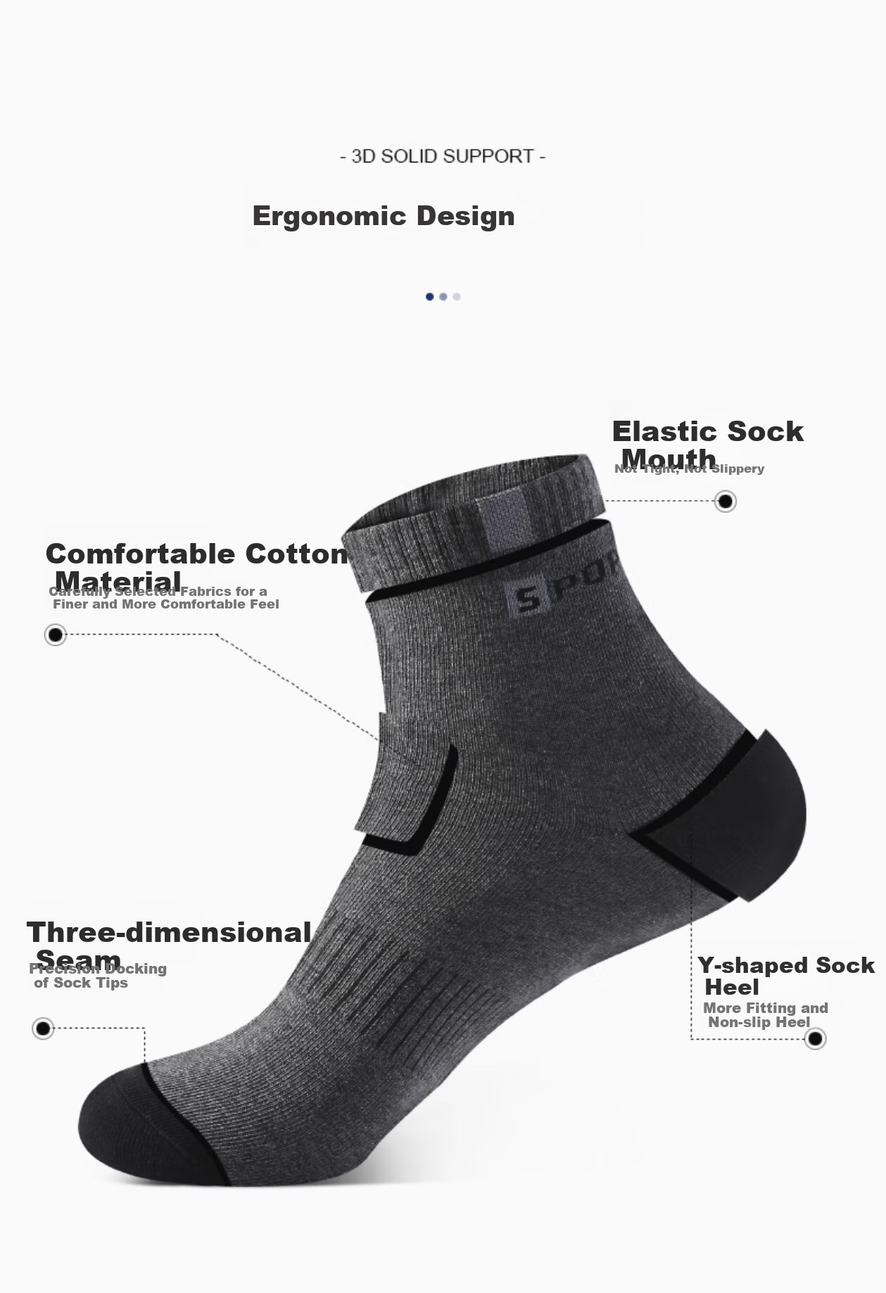 Носки Yalu, 6 пар, мужские, зимние, антибактериальные, противоскользящие, средней длины, хлопковые, впитывающие пот, комфортные, спортивные, повседневные