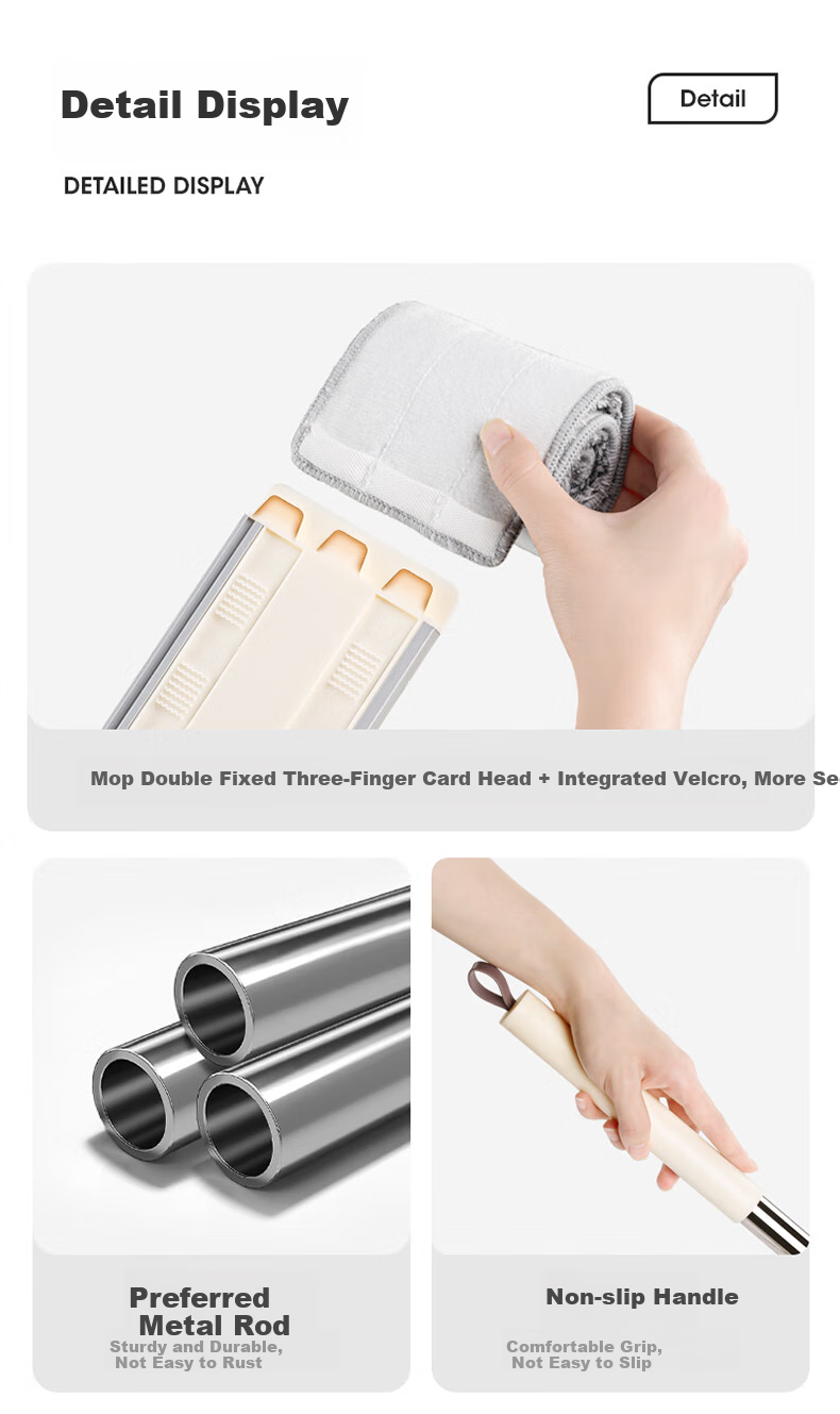Швабра MARYYA Hands-Free Flat Mop, 42 см, 2 насадки в комплекте, бытовая универсальная швабра с водяным скребком, впитывающая швабра для пола