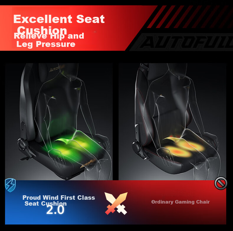 Игровое кресло AutoFull M6, эргономичное, компьютерное, с поддержкой поясницы и защитой, черный