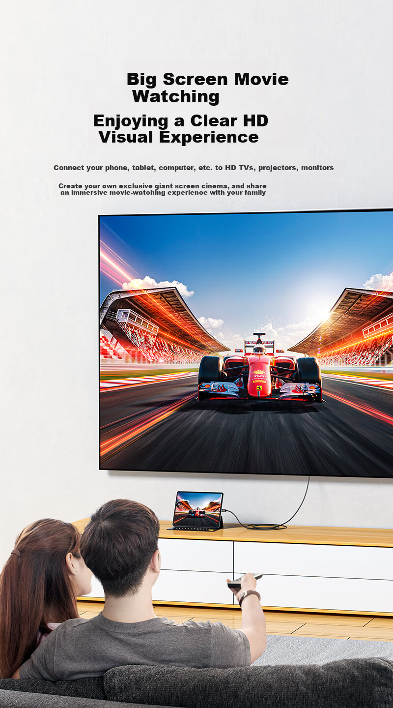 Кабель SAMZHE Type-C - HDMI, адаптер USB-C, 4K HD, 1 метр