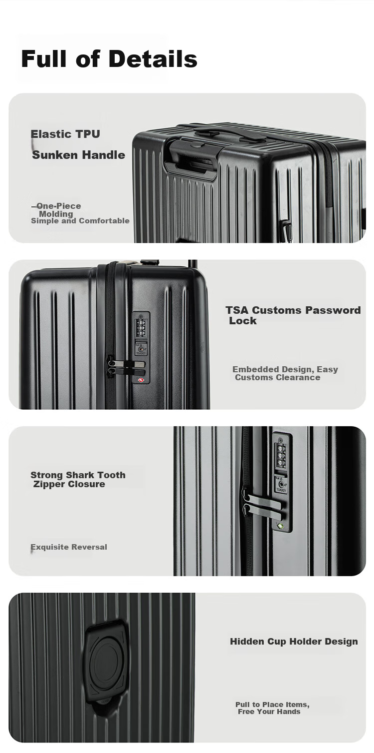 Чемодан Wangyiyanxuan Ultra-Light Large Capacity Suitcase, темно-серый, 24 дюйма