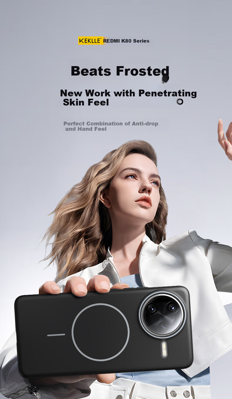 KEKLLE Магнитный беспроводной зарядный чехол для Redmi K80, матовый противоударный защитный чехол с матовой поверхностью, полуночный черный