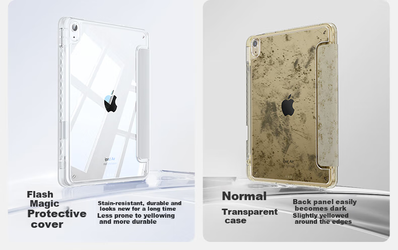 Чехол для iPad Air 7/6 Shanmo, 11 дюймов, M3 чип, прозрачный акриловый, черный