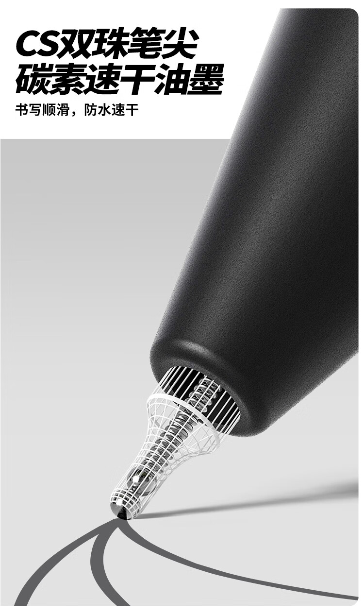 Гелевая ручка Fizz Second Generation CS, черная, 0.5 мм, выдвижной механизм, быстросохнущая, оранжевая