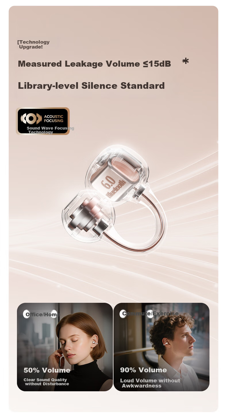 Беспроводные наушники TOURACE AI Bluetooth, спортивные, с костной проводимостью, золотой