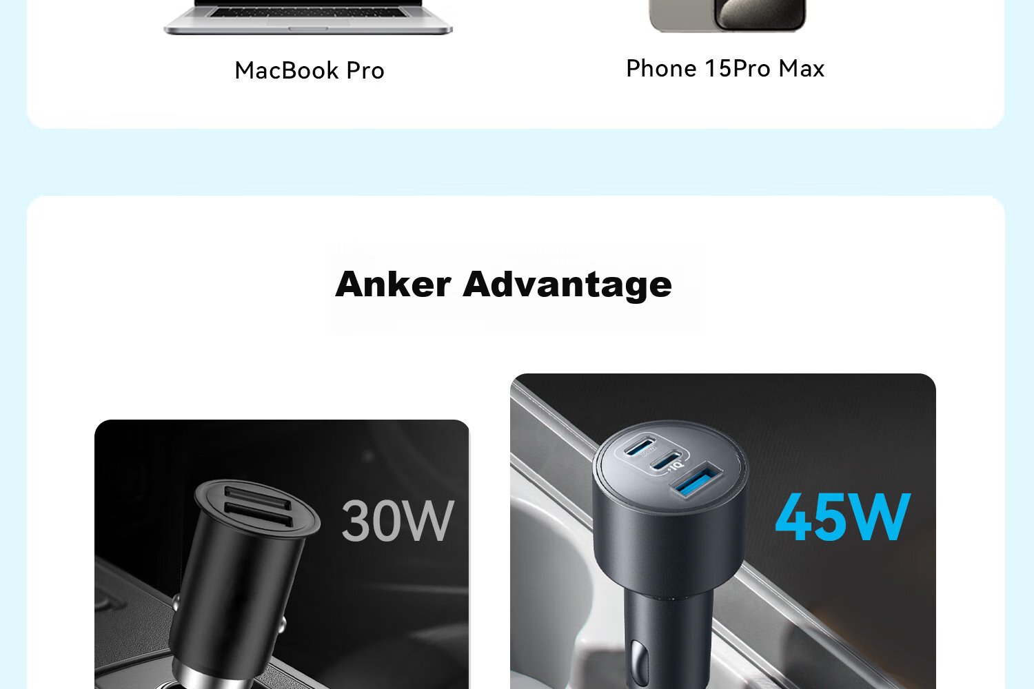 Автомобильное зарядное устройство ANKER 167.5 Вт, супербыстрое зарядное устройство от прикуривателя, конвертер PD100 Вт, мощное автомобильное зарядное устройство Type-C, совместимое с телефонами Apple 17 Android, черное