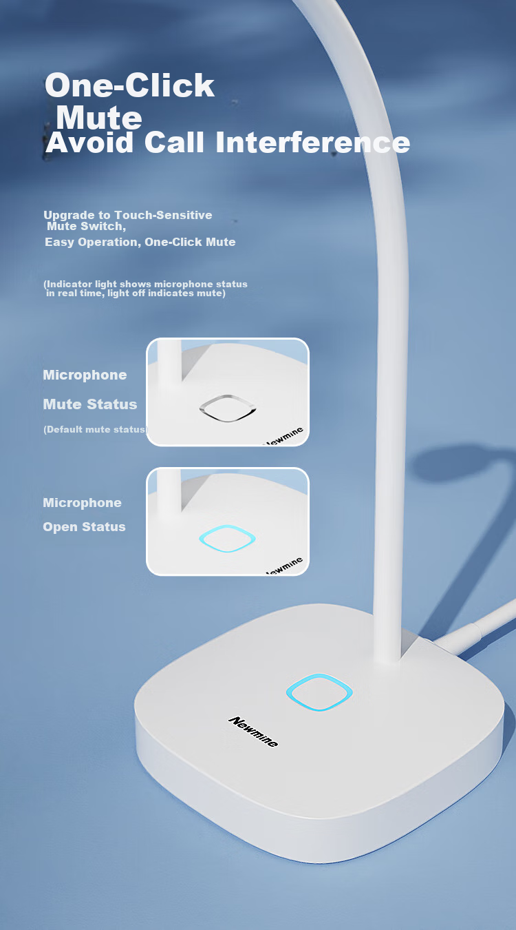 Компьютерный микрофон Newmine ZM15, USB, конденсаторный, для караоке, игр, стриминга, шумоподавление, для видеоконференций, онлайн-классов, настольный, черный