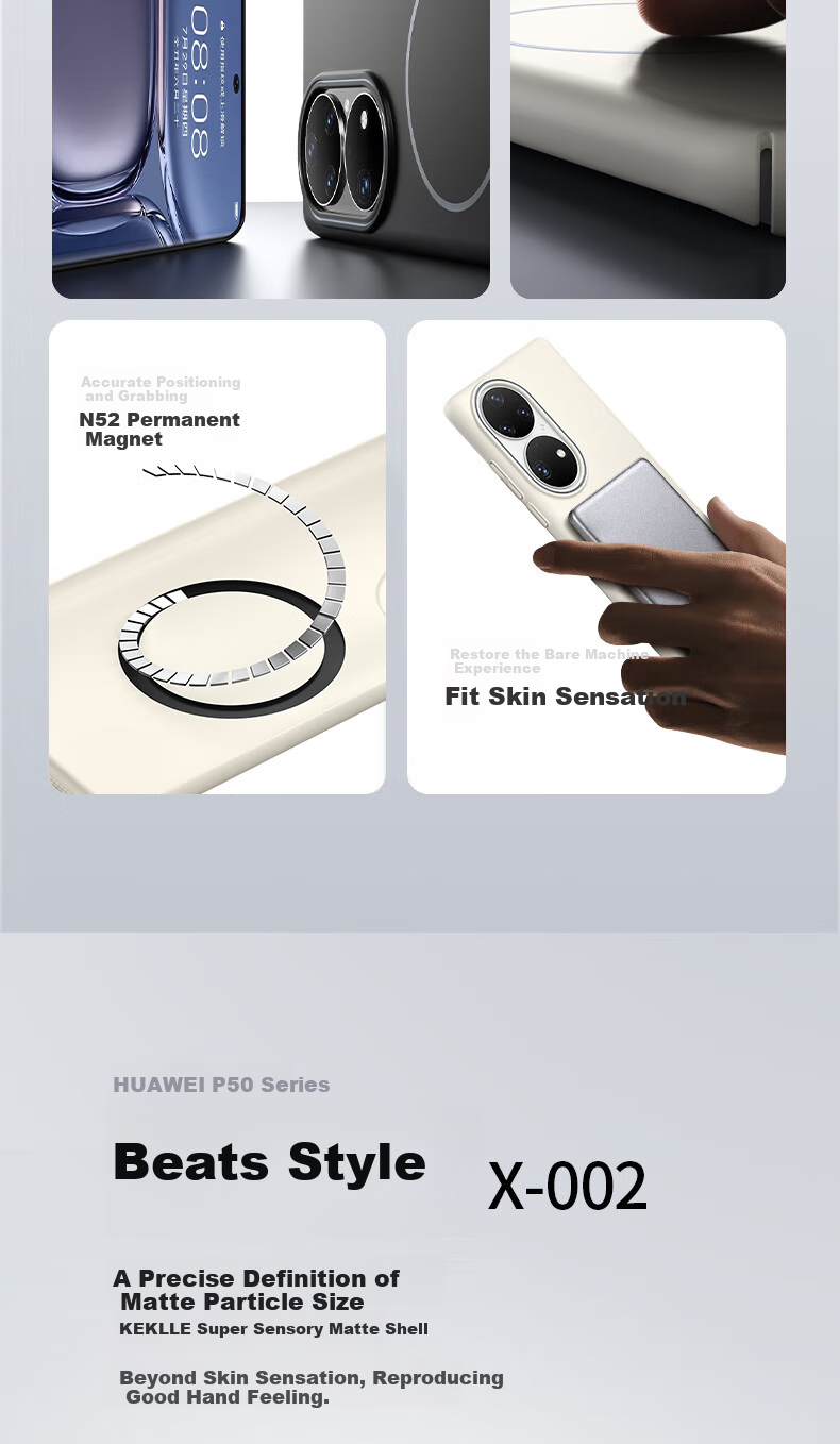 Чехол для телефона KEKLLE, совместимый с Huawei P50 Pro, с поддержкой MagSafe, матовый, противоударный, черный