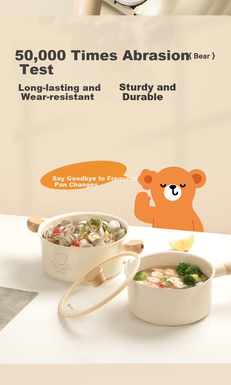 Кастрюля-молоковарка Bear Ceramic Non-Stick, 18 см, с антипригарным покрытием, для детского питания, супа, молока, универсальная для плиты