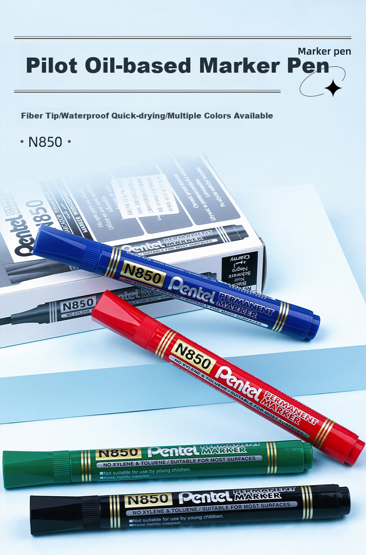 Маркер Pentel N850, на масляной основе, круглый наконечник, синий
