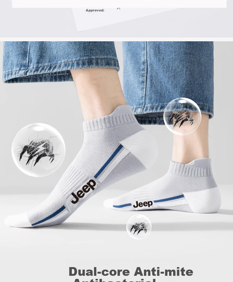 Мужские носки JEEP, 100% хлопок, антибактериальные, впитывающие пот, износостойкие, повседневные короткие носки для спорта, весна-осень