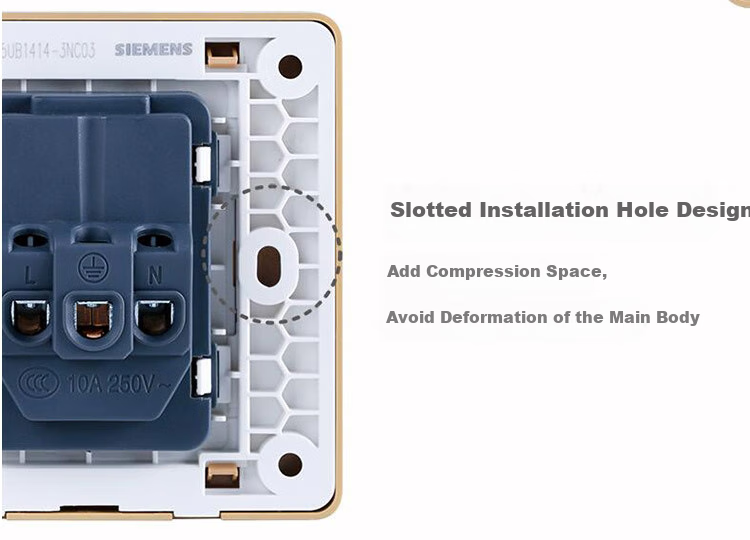 Розетка SIEMENS, 5 гнезд, одноклавишный выключатель, Zhi Dian Rior Gold 5UB14243NC032P
