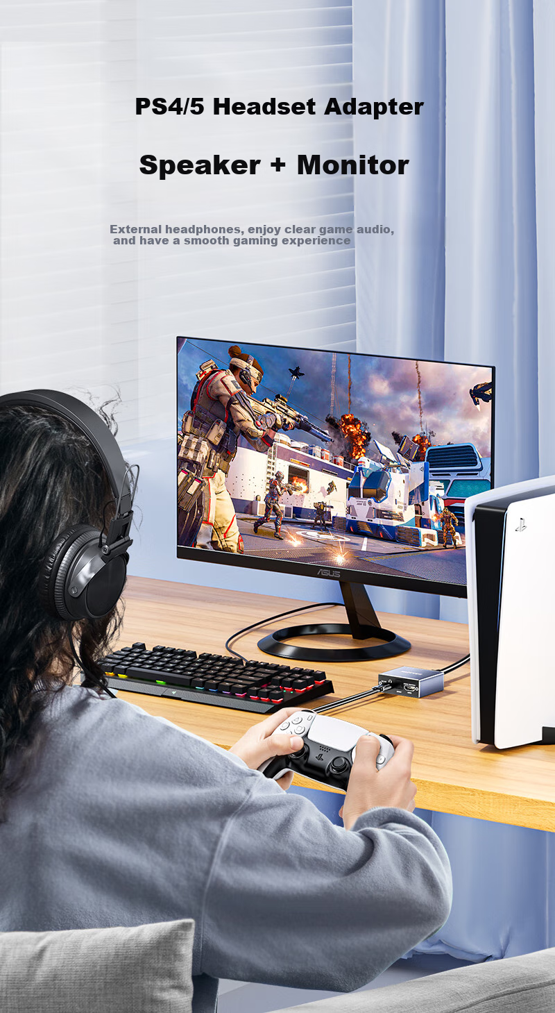 HDMI аудио разветвитель SAMZHE ZBK-04, 4K HD, 5.1 оптический выход, 3.5мм аудиовыход, конвертер для ноутбуков, ТВ-приставок, PS4/5, подключение к ТВ, колонкам