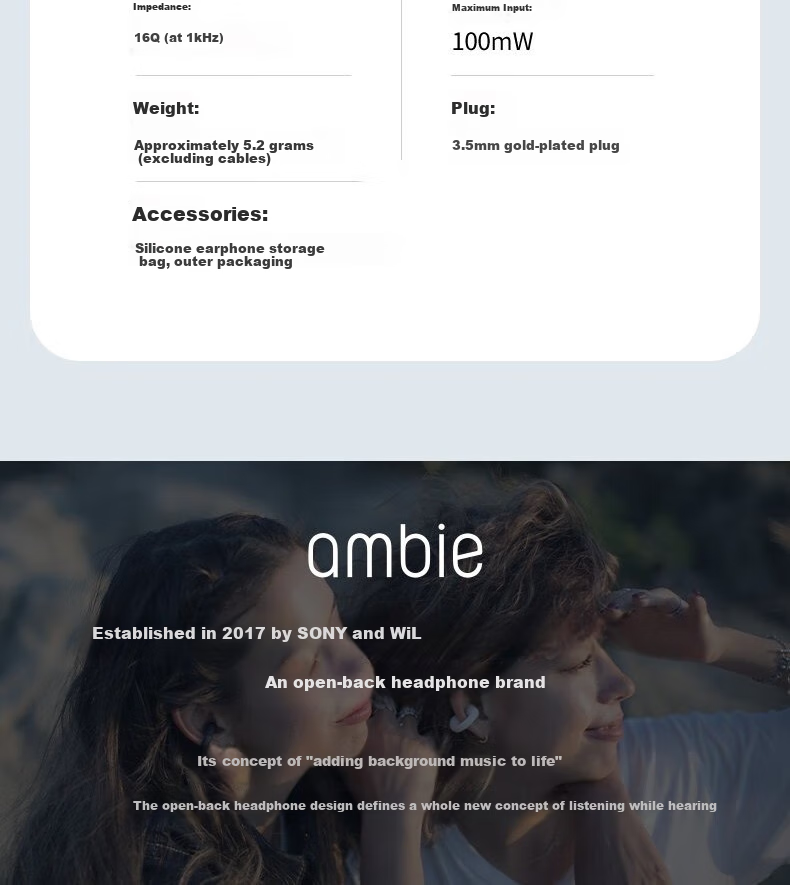 Проводные наушники Ambie AM-02, комфортные и стильные, совместимы с телефонами и компьютерами, круглый штекер 3,5 мм, пепельно-зеленые