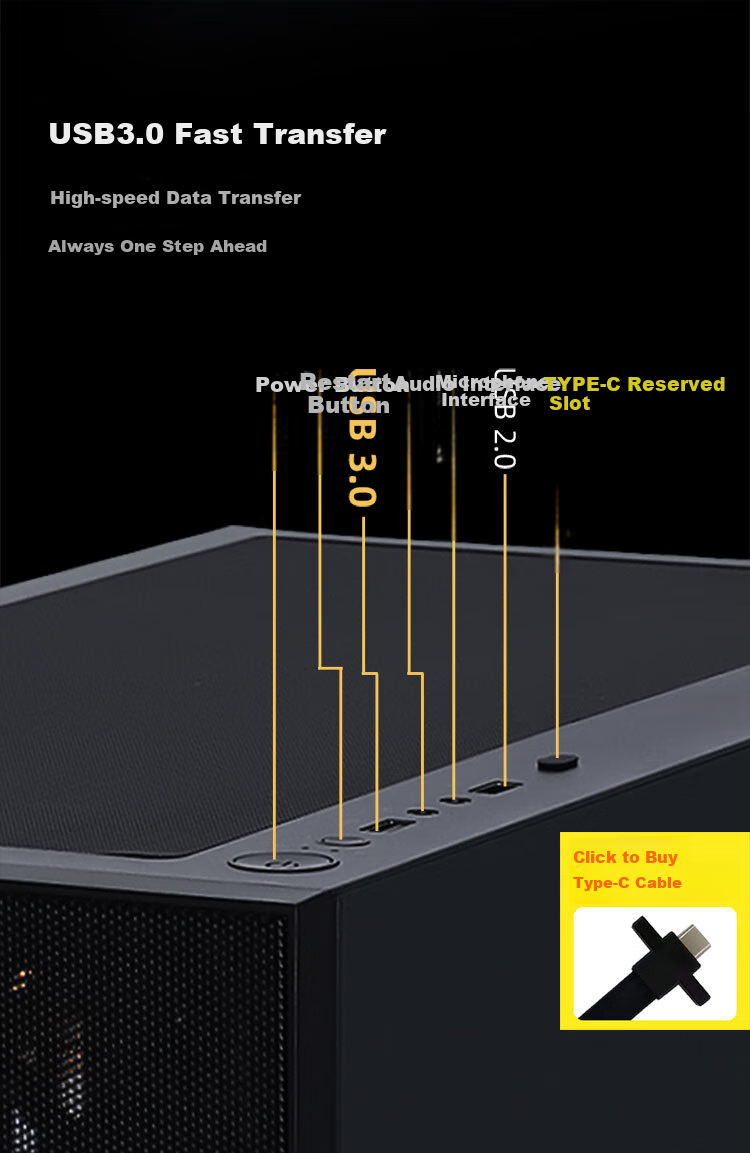 Компьютерный корпус SAMA Zhuque 6 Black, ATX, Midi-Tower, закаленное стекло, черный