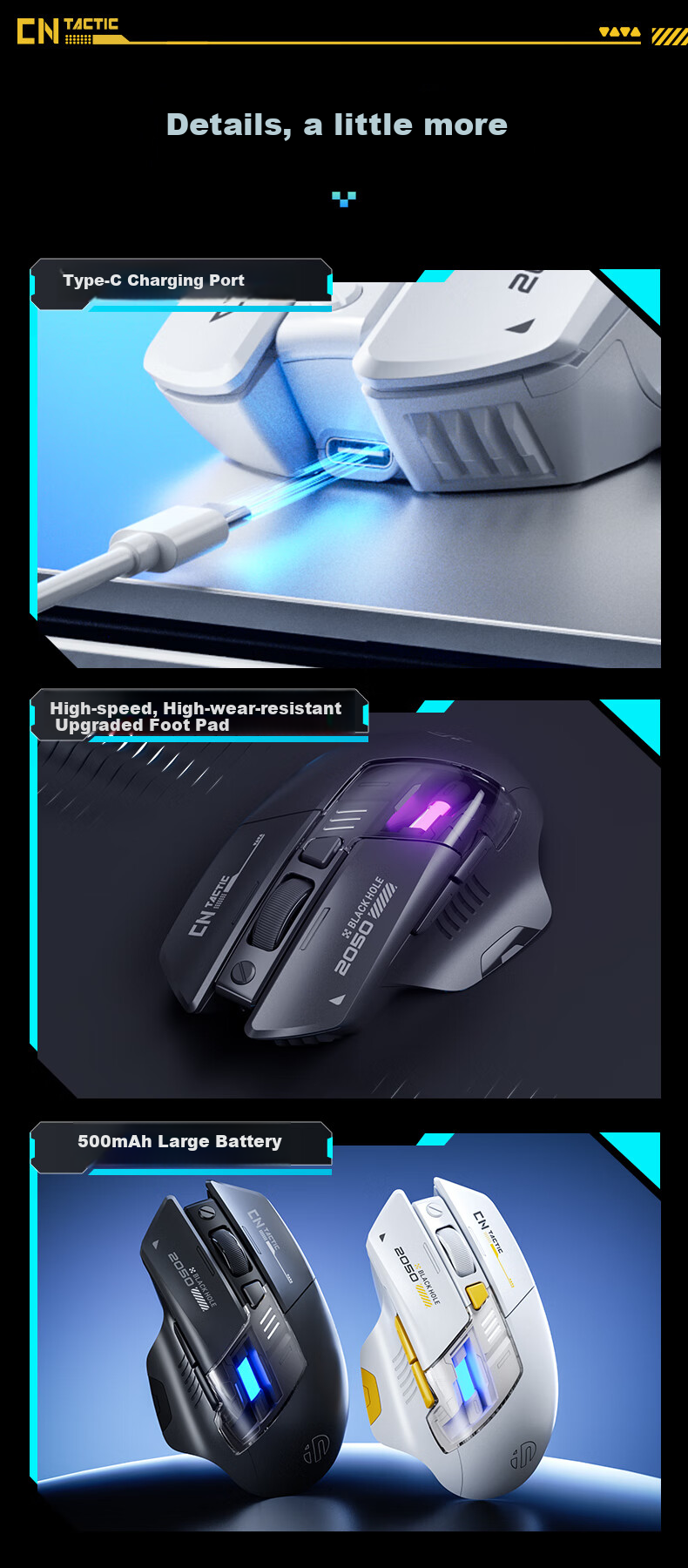 Беспроводная игровая мышь INPHIC A9 Explorer Edition V2, проводная/Bluetooth, RGB, 12000 DPI, белая